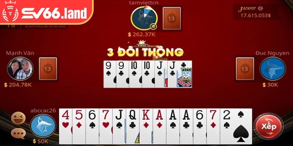 Dùng các bộ đôi thông để chặt heo trong game tiến lên miền Nam